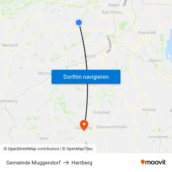 Gemeinde Muggendorf to Hartberg map