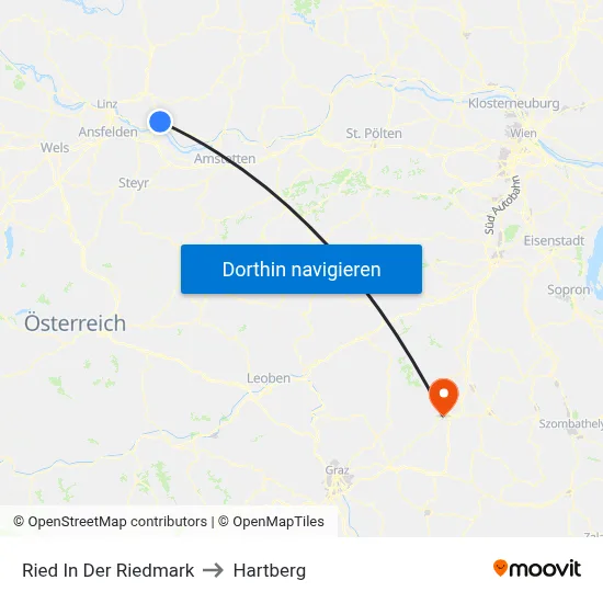 Ried In Der Riedmark to Hartberg map
