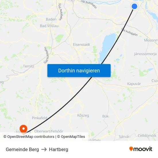 Gemeinde Berg to Hartberg map