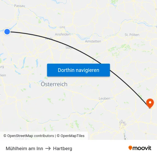 Mühlheim am Inn to Hartberg map
