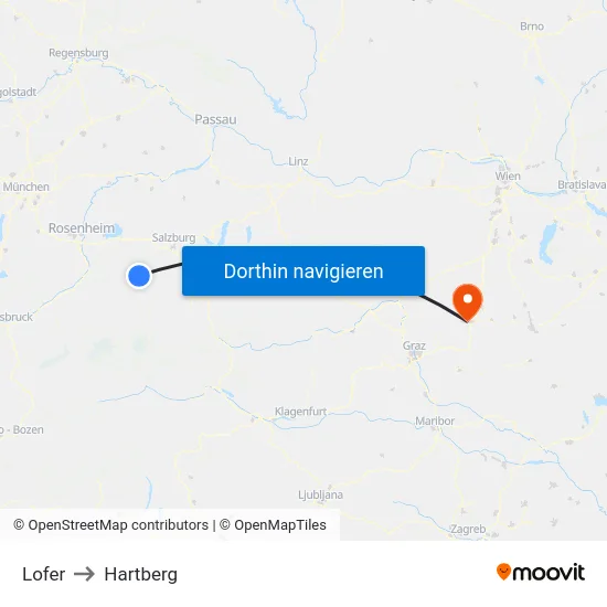 Lofer to Hartberg map