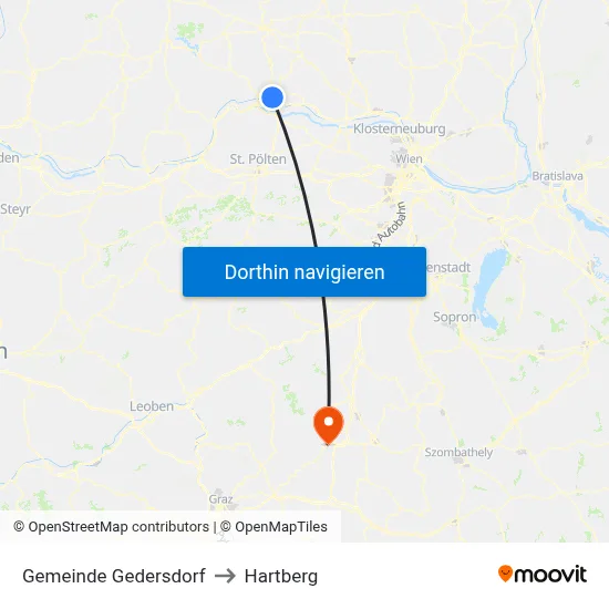 Gemeinde Gedersdorf to Hartberg map
