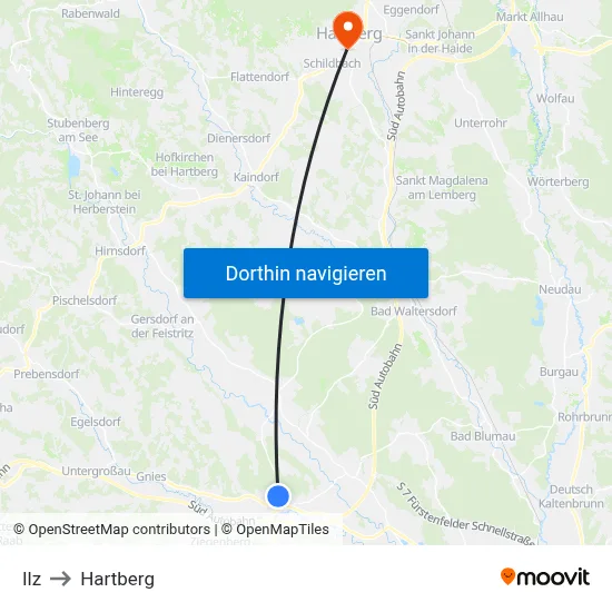 Ilz to Hartberg map