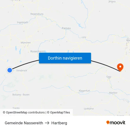 Gemeinde Nassereith to Hartberg map