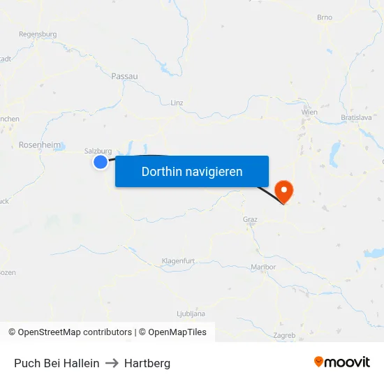 Puch Bei Hallein to Hartberg map