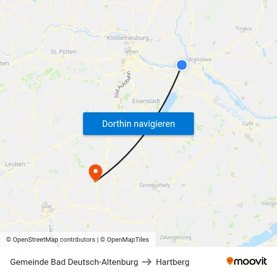 Gemeinde Bad Deutsch-Altenburg to Hartberg map