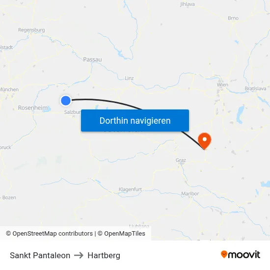 Sankt Pantaleon to Hartberg map