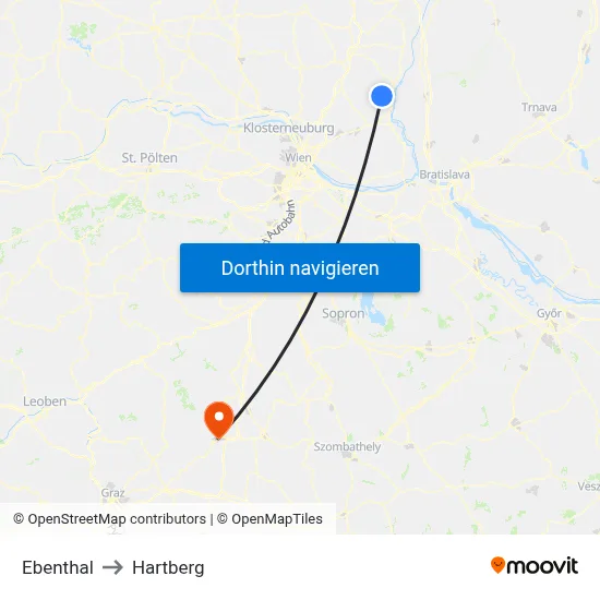 Ebenthal to Hartberg map
