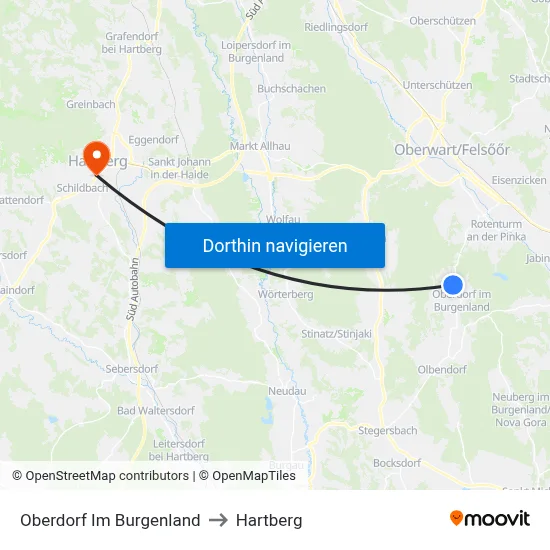 Oberdorf Im Burgenland to Hartberg map
