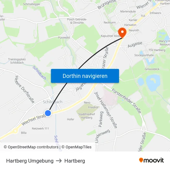 Hartberg Umgebung to Hartberg map