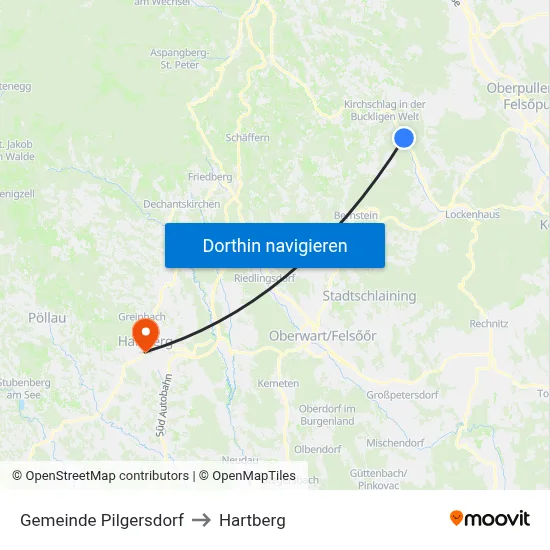 Gemeinde Pilgersdorf to Hartberg map