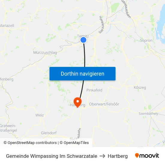 Gemeinde Wimpassing Im Schwarzatale to Hartberg map