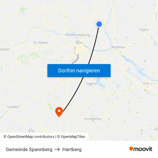 Gemeinde Spannberg to Hartberg map
