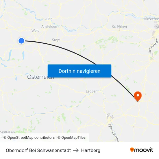 Oberndorf Bei Schwanenstadt to Hartberg map