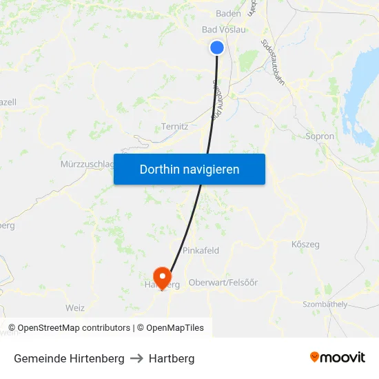 Gemeinde Hirtenberg to Hartberg map