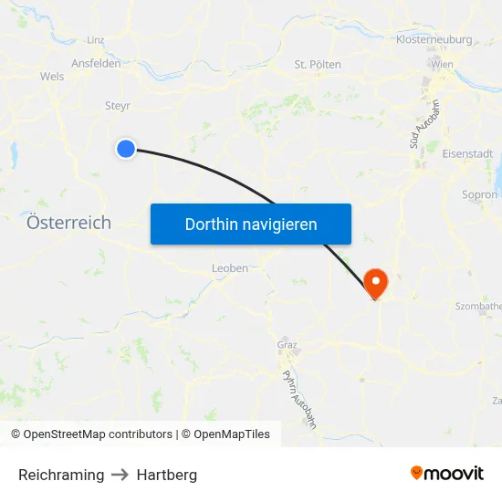 Reichraming to Hartberg map