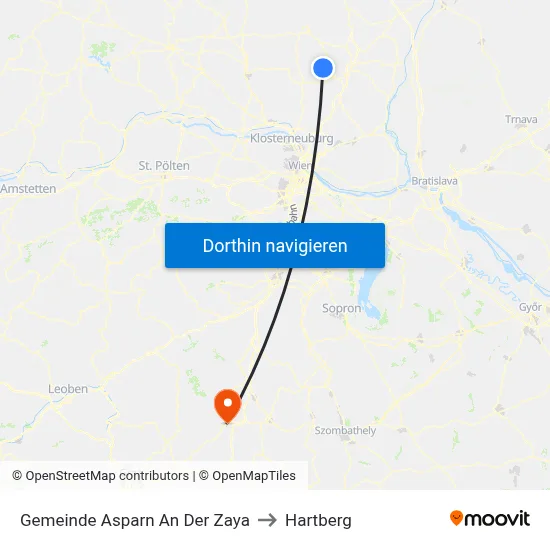 Gemeinde Asparn An Der Zaya to Hartberg map