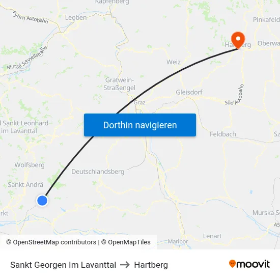 Sankt Georgen Im Lavanttal to Hartberg map