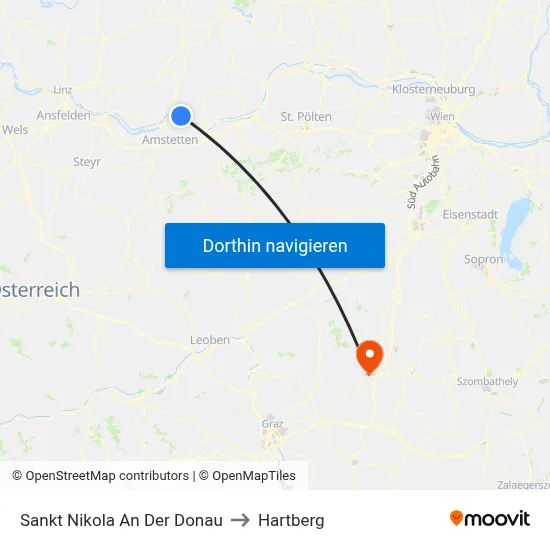 Sankt Nikola An Der Donau to Hartberg map