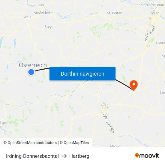 Irdning-Donnersbachtal to Hartberg map