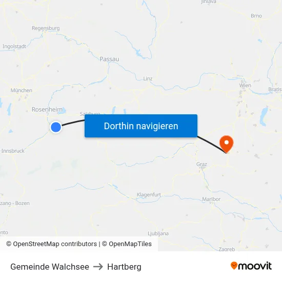 Gemeinde Walchsee to Hartberg map