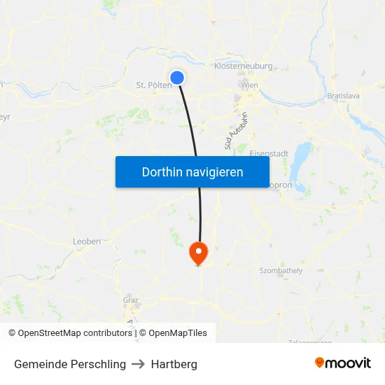 Gemeinde Perschling to Hartberg map