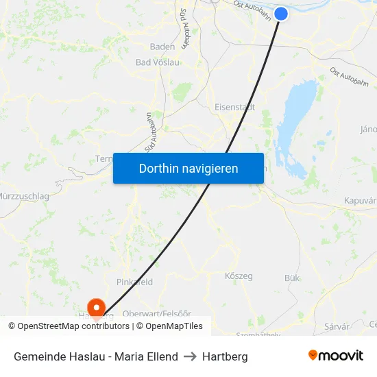 Gemeinde Haslau - Maria Ellend to Hartberg map