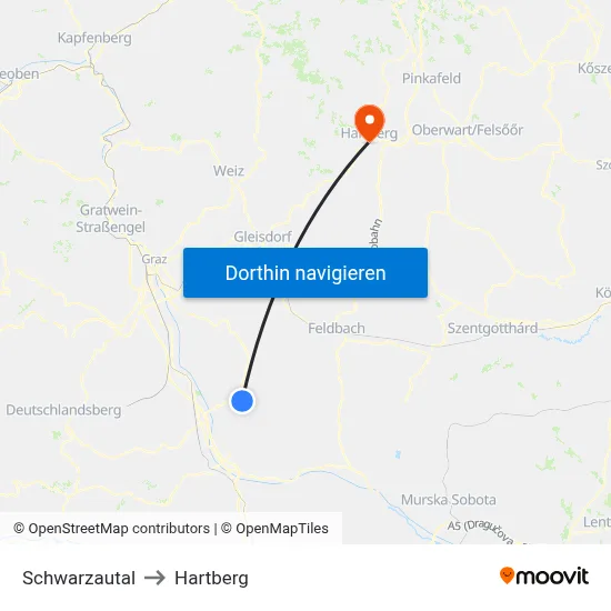Schwarzautal to Hartberg map