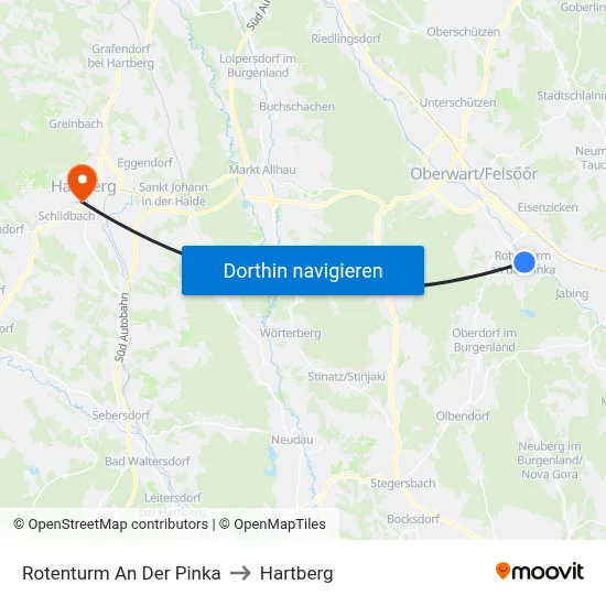 Rotenturm An Der Pinka to Hartberg map