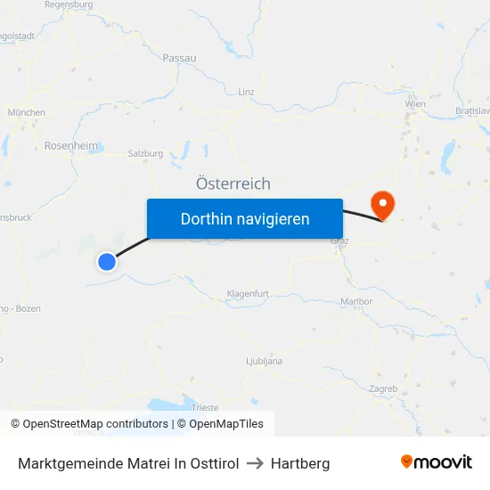 Marktgemeinde Matrei In Osttirol to Hartberg map