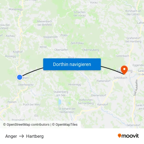 Anger to Hartberg map