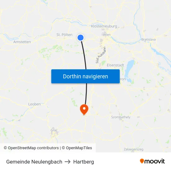 Gemeinde Neulengbach to Hartberg map