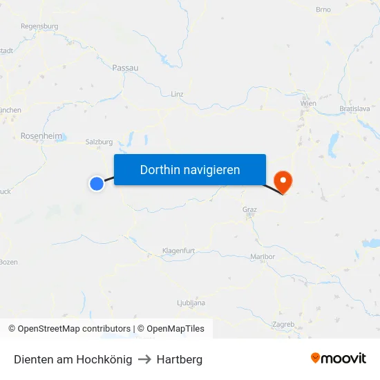 Dienten am Hochkönig to Hartberg map