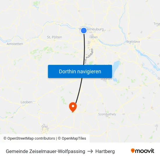 Gemeinde Zeiselmauer-Wolfpassing to Hartberg map