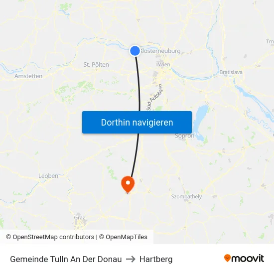 Gemeinde Tulln An Der Donau to Hartberg map