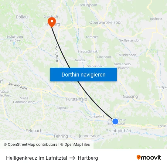 Heiligenkreuz Im Lafnitztal to Hartberg map