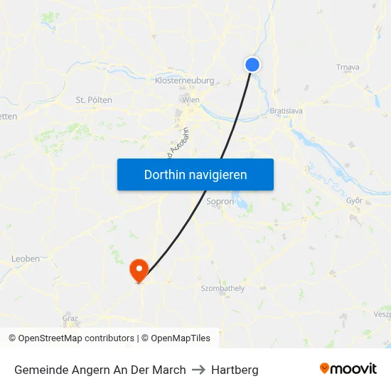 Gemeinde Angern An Der March to Hartberg map