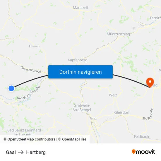 Gaal to Hartberg map