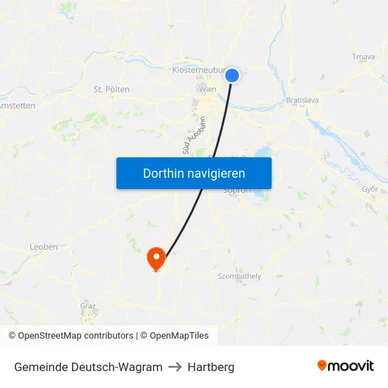 Gemeinde Deutsch-Wagram to Hartberg map