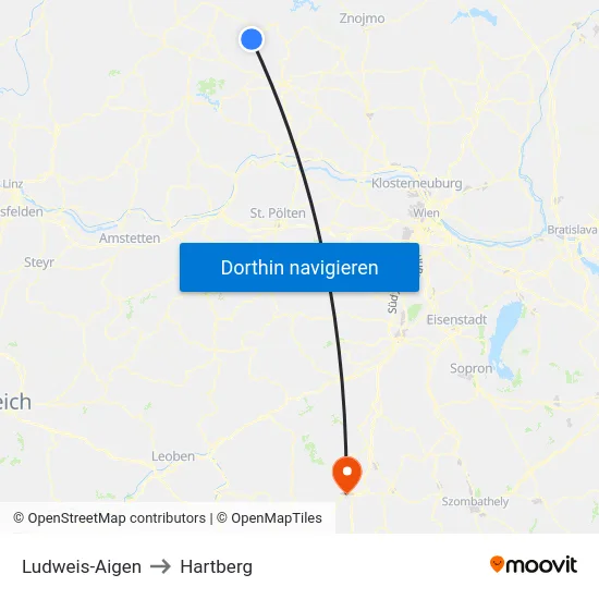 Ludweis-Aigen to Hartberg map