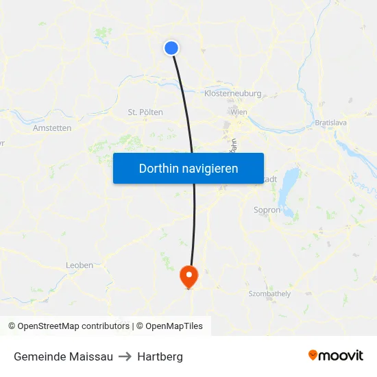 Gemeinde Maissau to Hartberg map