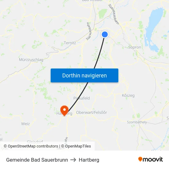 Gemeinde Bad Sauerbrunn to Hartberg map