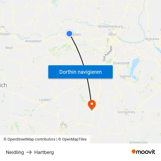 Neidling to Hartberg map