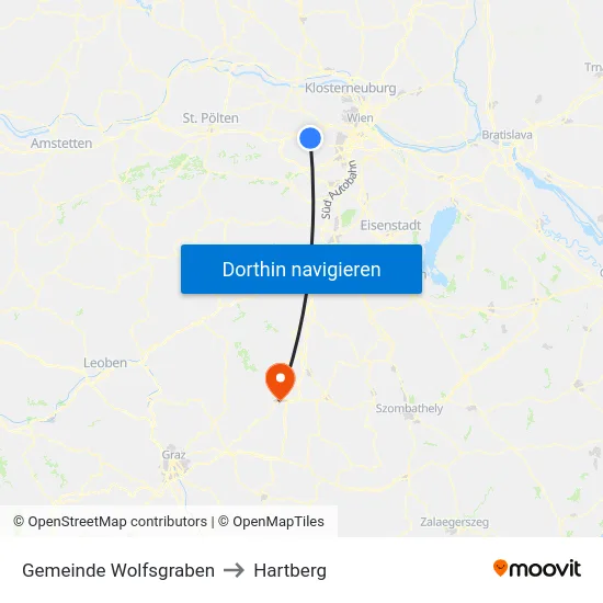 Gemeinde Wolfsgraben to Hartberg map