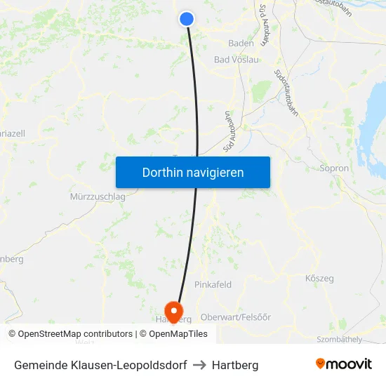 Gemeinde Klausen-Leopoldsdorf to Hartberg map