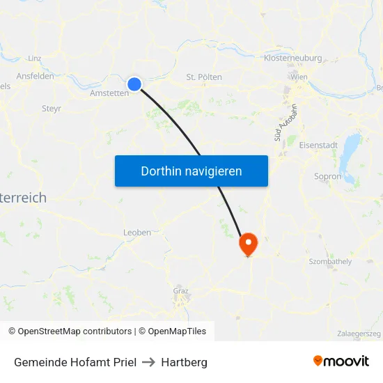 Gemeinde Hofamt Priel to Hartberg map