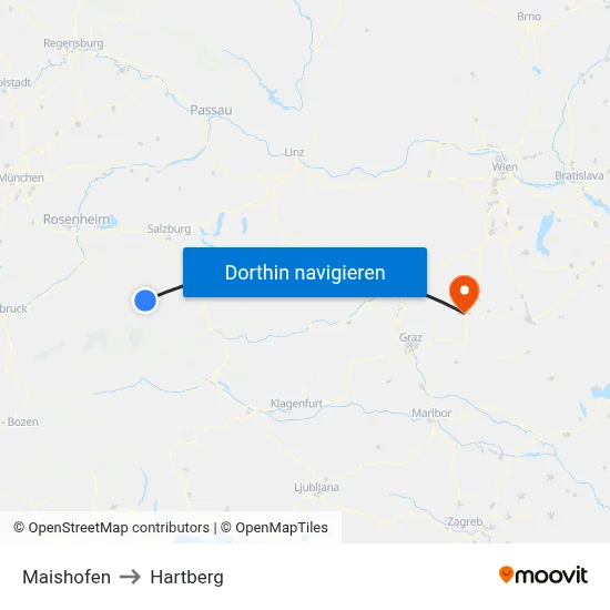 Maishofen to Hartberg map