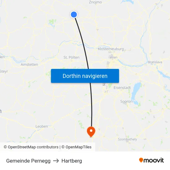 Gemeinde Pernegg to Hartberg map