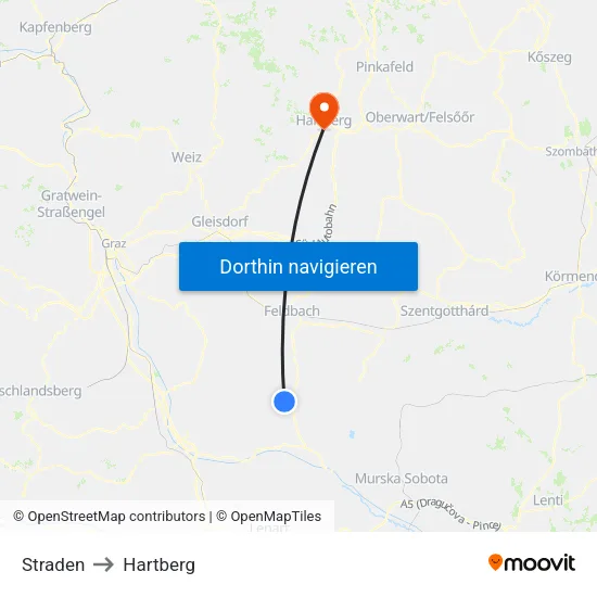 Straden to Hartberg map