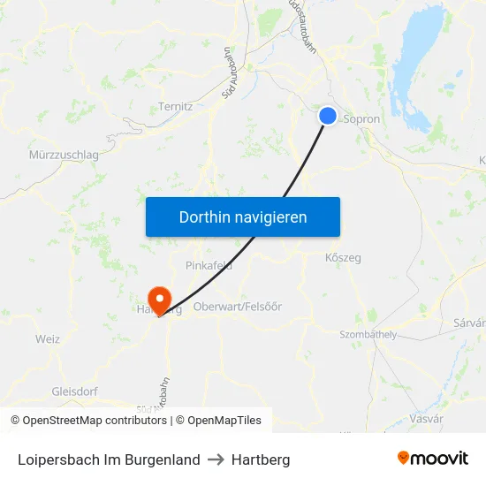 Loipersbach Im Burgenland to Hartberg map